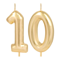 Świeczki na tort 10 urodziny złota połysk 6 cm sw10-1