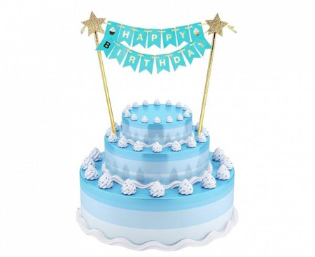 Zestaw dekoracji na tort girlanda Happy Birthday 25cm QT-DHBN