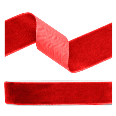 Tasiemka welurowa 25mm czerwona 10m 1 sztuka TW25-007