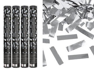 Tuby strzelające srebrnym konfetti 40cm 4szt TUKM40-018/4