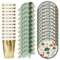 Kubeczki talerzyki serwetki Dinozaury papierowe zestaw 12 osób zes-DINO16