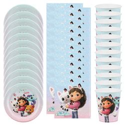 Kubeczki, talerzyki, serwetki Koci Domek Gabi papierowe zestaw urodzinowy na 18 osób zes-GABI4