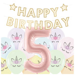 Dekoracje na 5 urodziny Jednorożce baner balony zestaw zes-JED18