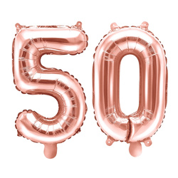 Balony na 50 urodziny rocznicę różowe złoto rose gold 35cm foliowe FB10M-50-019R
