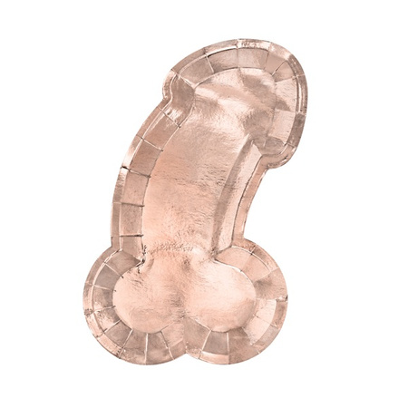 Talerzyki na Wieczór Panieński Same penis forever różowe złoto 15x26cm 6 sztuk TPP70