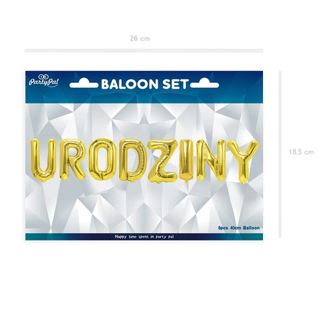 Balony foliowe napis Urodziny 40 cm złote 460322