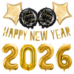 Dekoracje na Sylwestra 2026 balony baner złote czarne zes-SYL21