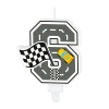 Świeczka na tort cyfra 6 Wyścigówki Race On 1 sztuka 169285