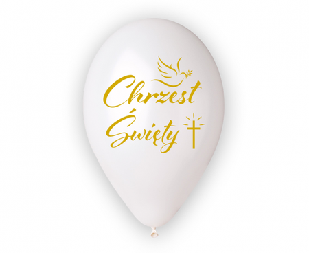 Balony na Chrzest Święty białe 30cm 5 sztuk GMS120/CHK