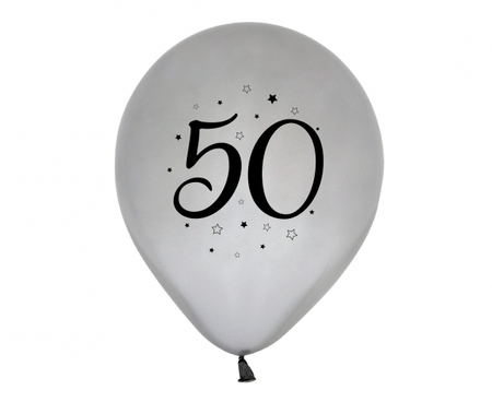 Balony srebrne na 50 urodziny 30cm 5 sztuk GZ-50S5