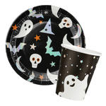 Zestaw kubeczków i talerzyków na Halloween Duszki ZES-HAL4