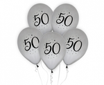 Balony srebrne na 50 urodziny 30cm 5 sztuk GZ-50S5