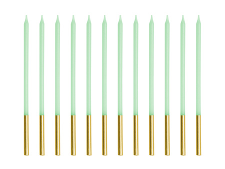 Świeczki na tort urodzinowe gładkie zielone jasne 14 cm 12 sztuk SCD-4-102