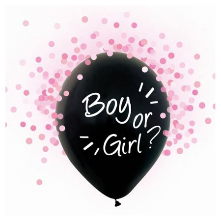 Balony na Baby Shower Boy or Girl z różowym konfetti 4 sztuki H12/BGR4