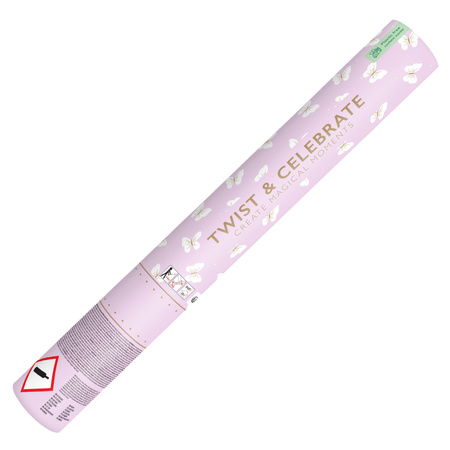 Tuba strzelająca konfetti motylki białe wesele ślub sesja 40cm 1 sztuka TUKBT40