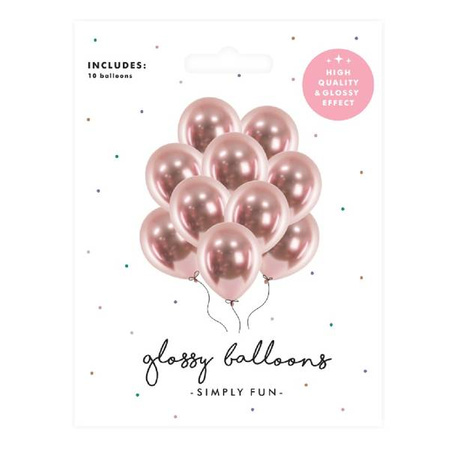 Balony różowe złoto Glossy 30 cm lateksowe 10 sztuk CHB1-019R-10