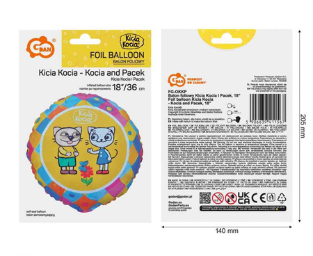 Balon Kicia Kocia i Pacek okrągły foliowy 36cm Godan 1 sztuka FG-OKKP