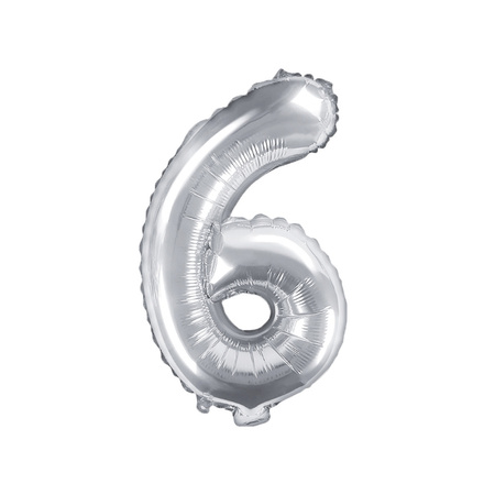 Balon foliowy 6 srebrny 35cm 1szt FB10M-6-018
