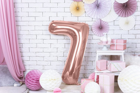 Balon foliowy cyferka 7 różowe złoto 86cm 1 sztuka FB1M-7-019R