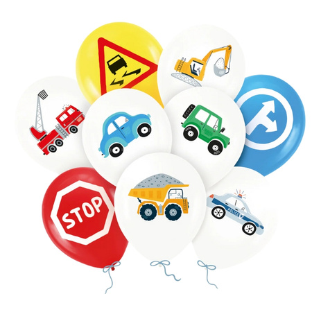 Balony na 9 urodziny Pojazdy Budowa baner Happy Birthday zestaw zes-AUTO22