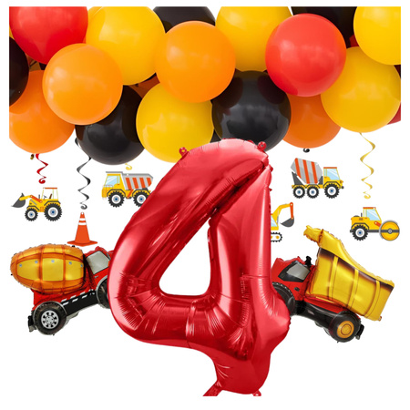 Zestaw na 4 urodziny balony budowa betoniarka wywrotka zes-BUD14