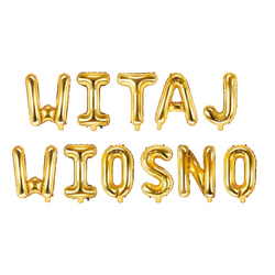 Balony foliowe WITAJ WIOSNO złoty napis 35cm