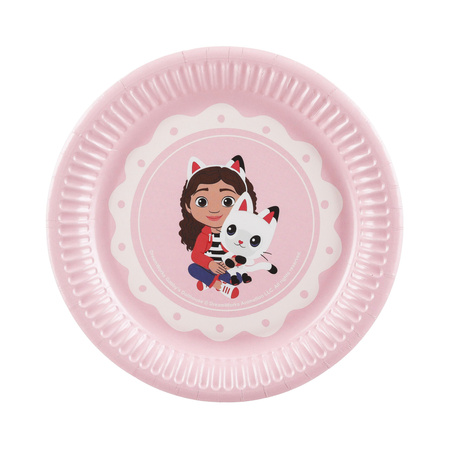 Talerzyki serwetki Koci Domek Gabi urodziny papierowe różowe dla 18 osób zes-GABI7