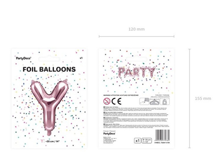 Balon foliowy Y rose gold 35cm 1szt FB2M-Y-019R