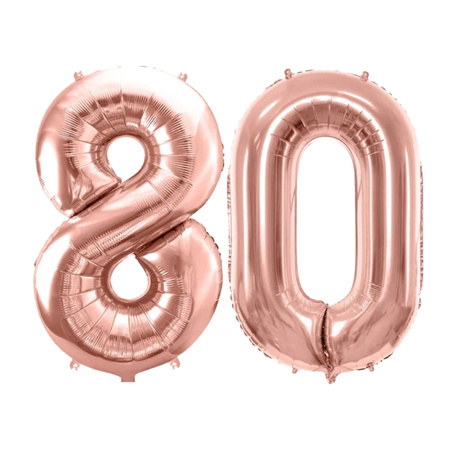 Balony na 80 urodziny różowe złoto 86cm foliowe FB1M-80-019R