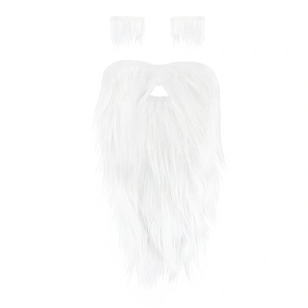 Sztuczna broda brwi Mikołaja samoprzylepne białe zestaw PartyPal 167434