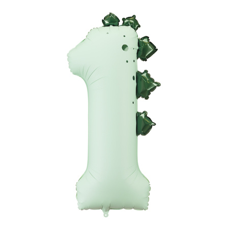 Balon foliowy cyfra 1 miętowy dinozaur 92cm 1 sztuka FB315-1