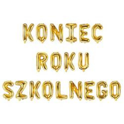 Balony foliowe Koniec Roku Szkolnego złote napis 35cm 1szt FB2M-KONIEC-ROKU-SZKOLNEGO-019