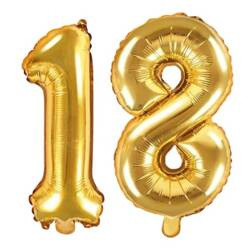 Balony na 18 urodziny złote foliowe 35cm FB10M-18-019