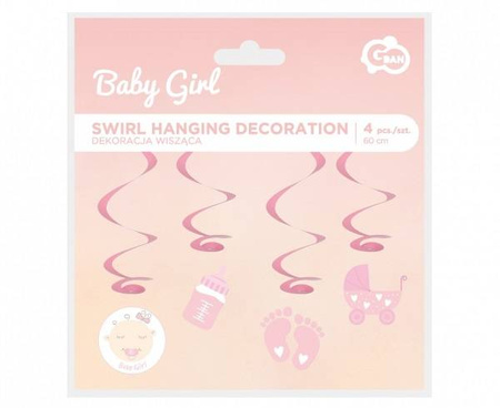 Świderki urodzinowe Baby Girl 60cm 4 sztuki QT-DWBG