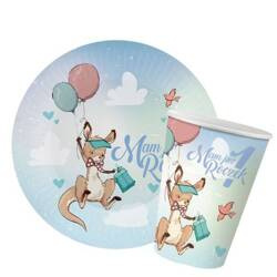 Zestaw na Roczek kubeczki talerzyki kangurek ZES-UN18