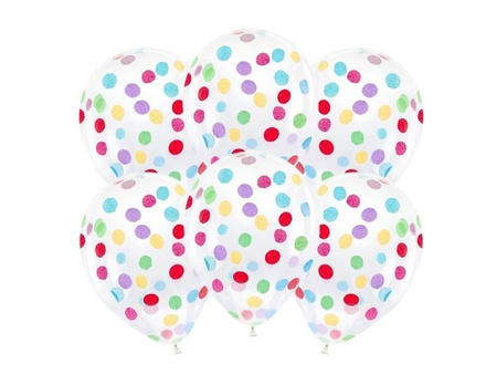 Balony przezroczyste z kolorowym konfetti 30cm 6 sztuk BK12-1-000-6