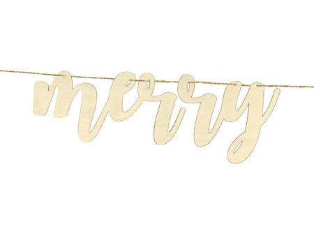 Baner świąteczny Merry Christmas drewniany 87cm 1 sztuka GRL89-100