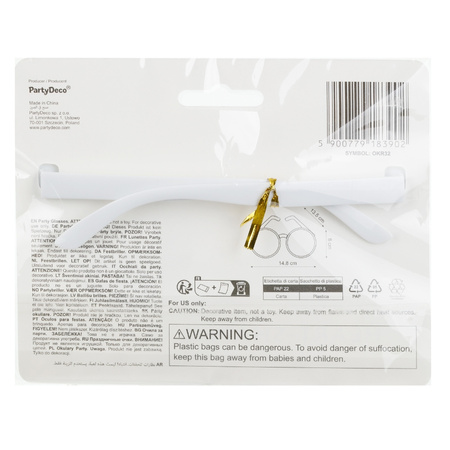 Okulary na Wieczór Panieński Bride to Be serduszka białe 1 sztuka OKR32