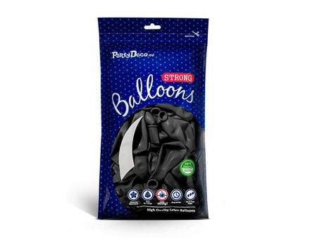 Balony czarne metaliczne lateksowe 9 cali 23cm Strong 100 sztuk SB10M-010-100x