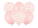 Balony w różowe kokardki różowe kremowe zestaw 30cm 6 sztuk SB14P-340-000-6