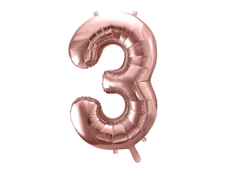 Balon foliowy 3 rose gold 86cm 1szt FB1M-3-019R
