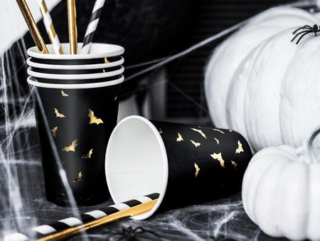 Kubeczki papierowe na Halloween złote Nietoperze 220ml 6 sztuk KPP20-EU1