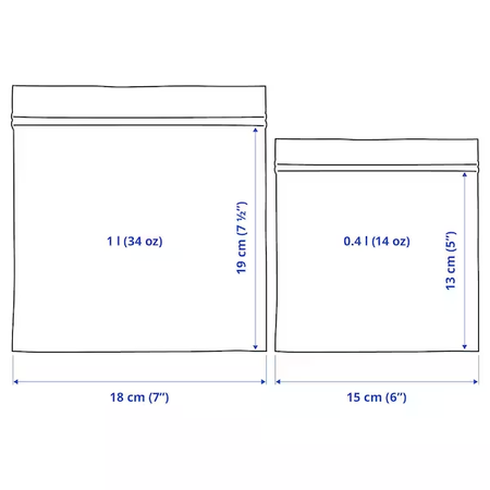 Torebka strunowa, wzór/niebieski, 1/0.4 l 60 szt. IKEA-00525654