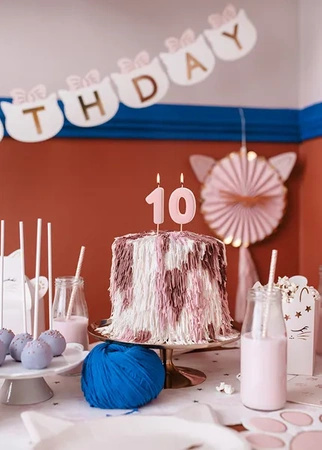 Świeczka na tort cyferka 0 różowa pastelowa jasna 5,5cm 1 sztuka SCU10-0-081J