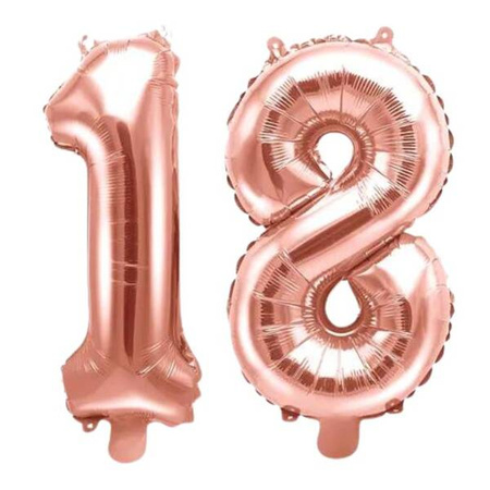 Balony na 18 urodziny różowe złoto rose gold 35cm foliowe FB10M-18-019R