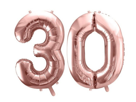 Balony na 30 urodziny różowe złoto rose gold foliowe 100cm FB1M-30-019R