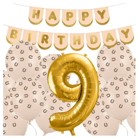 Balony na 9 urodziny Konie Koń Koniki dekoracje zestaw urodzinowy zes-konie-29