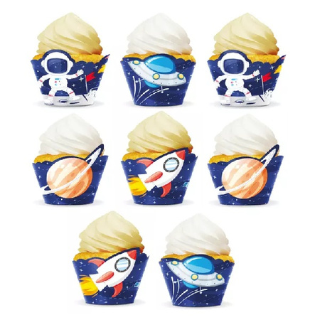 Papilotki do babeczek Kosmos Space Party 8 sztuk 129883