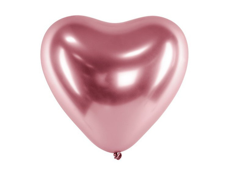 Balony glossy serca różowe złote 27cm 5 sztuk BAL8889