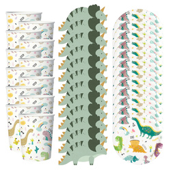 Kubeczki talerzyki serwetki papierowe Dinozaury urodziny zestaw dla 12 osób zes-DINO19
